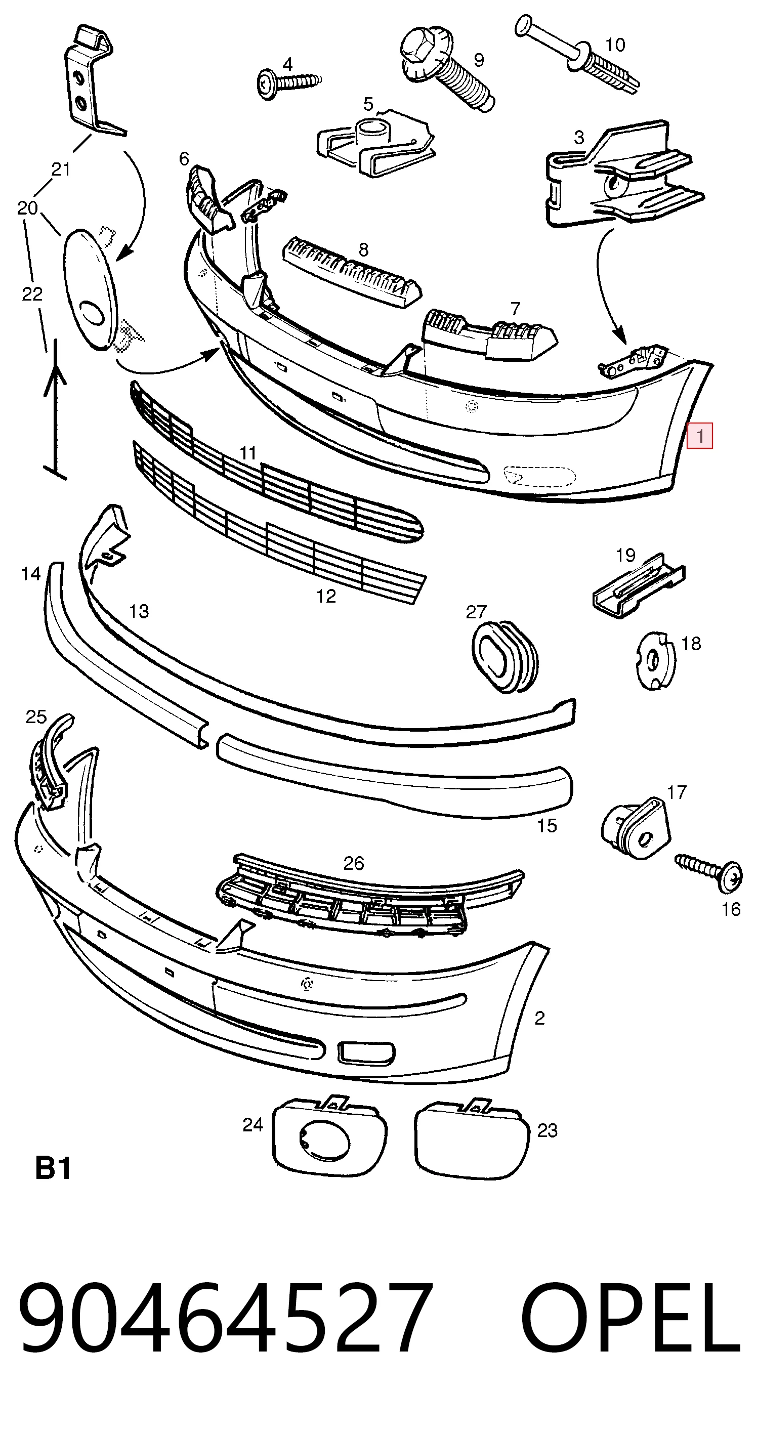 Vectra B sedan (36) (1995 - 2002) Araba tampon