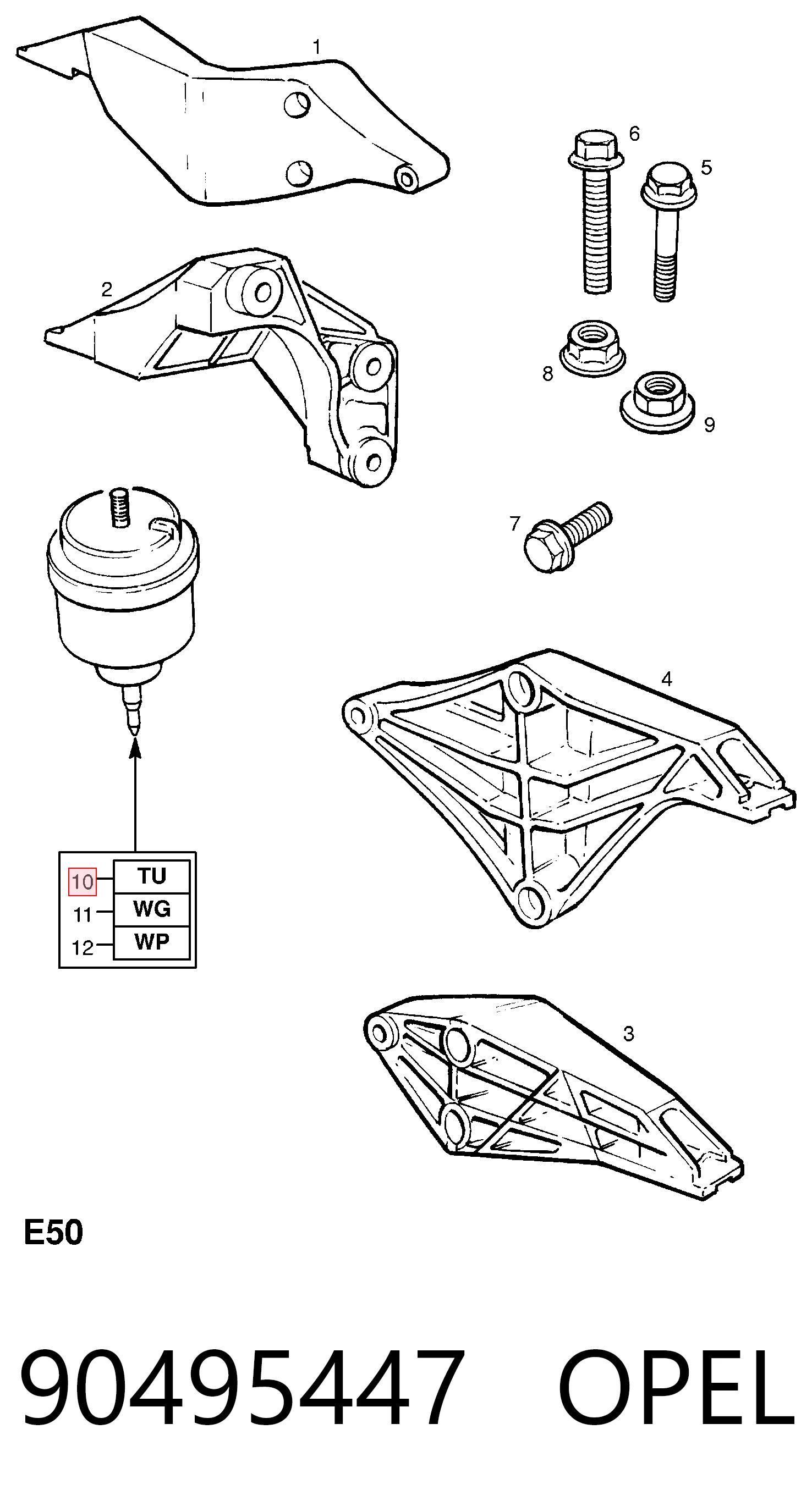 Opel Vectra  (1995 - 2002) Sağ motor takozu (dayanağı) 
