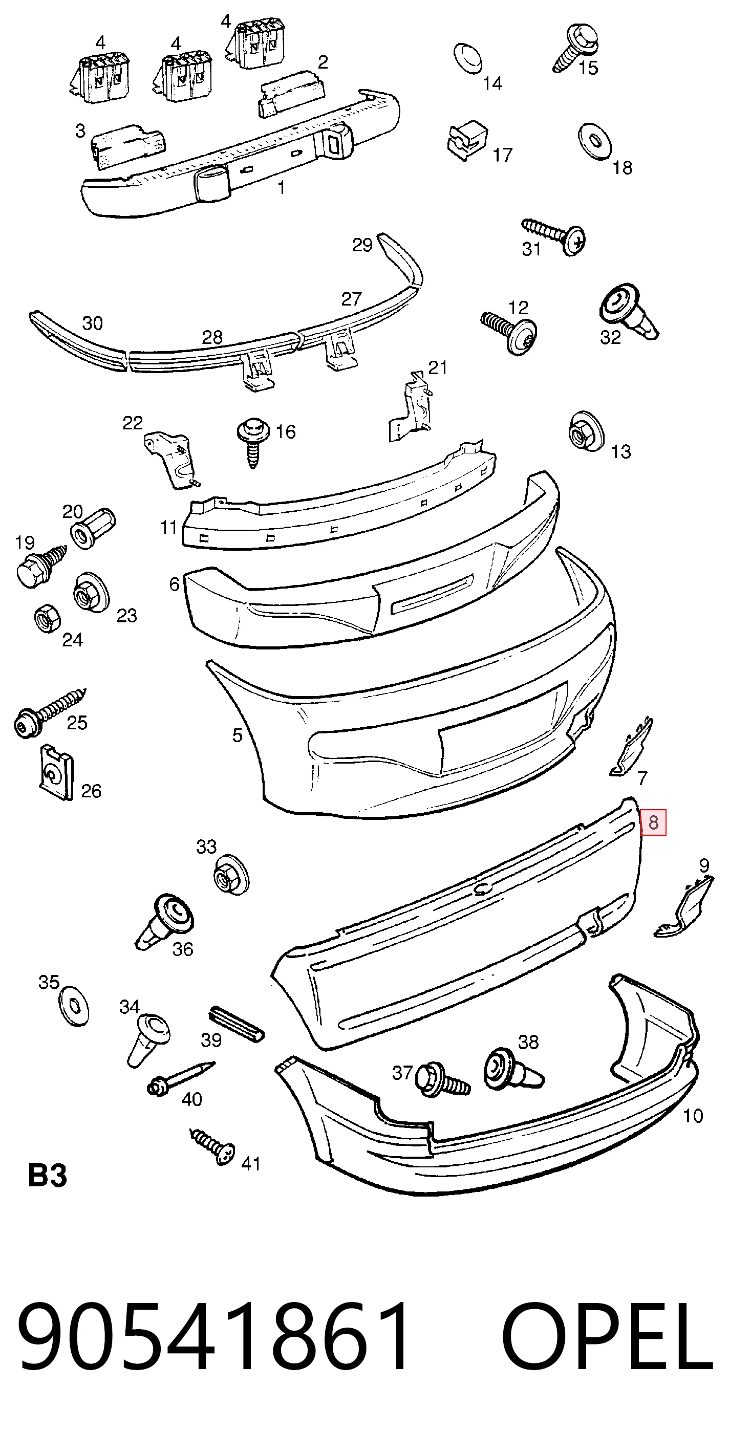 Opel Corsa  (1993 - 2009) Arka tampon satın al