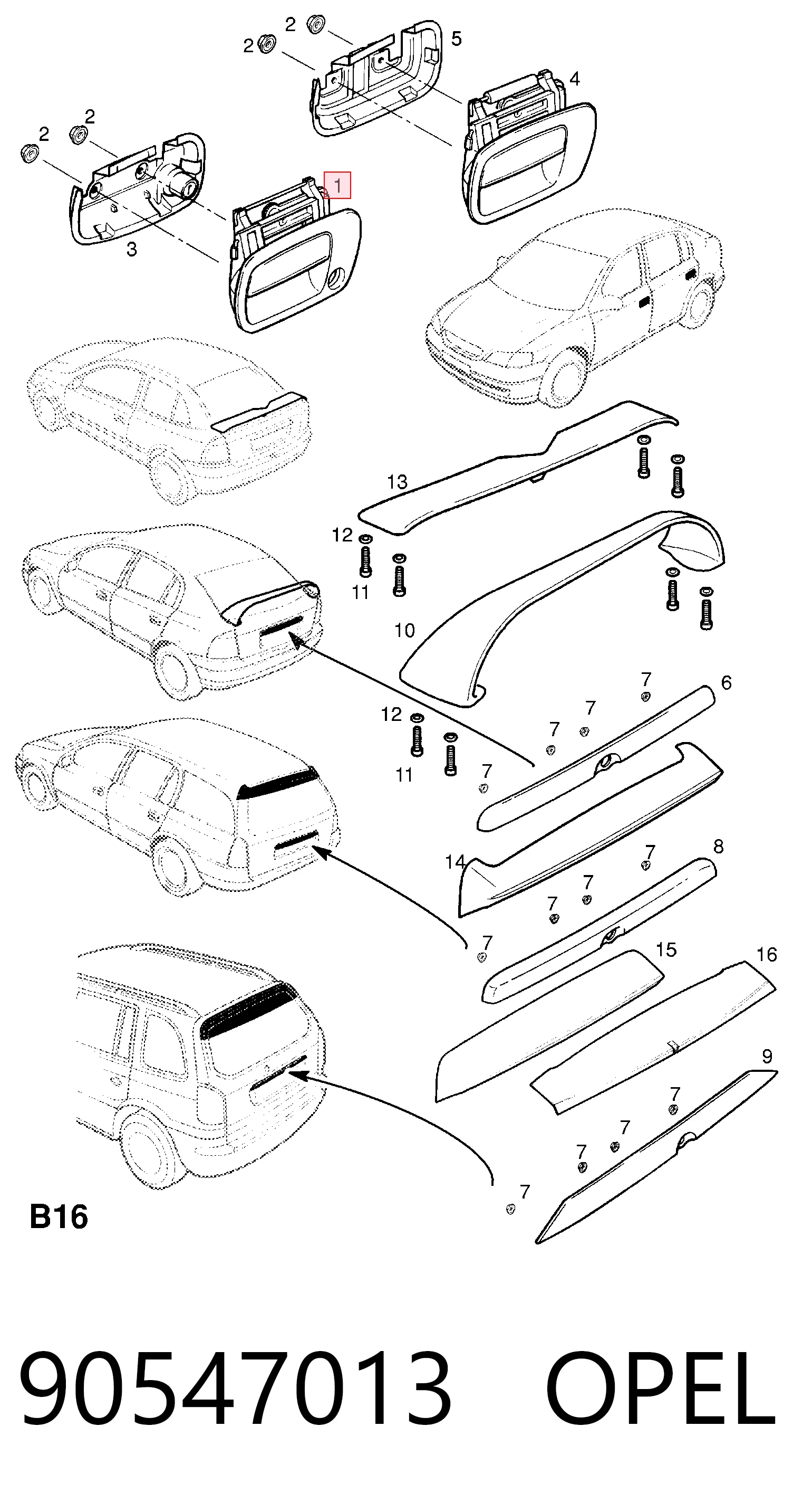 Opel Astra  (1998 - 2009) Ön sol dış kapı kolu çıkma