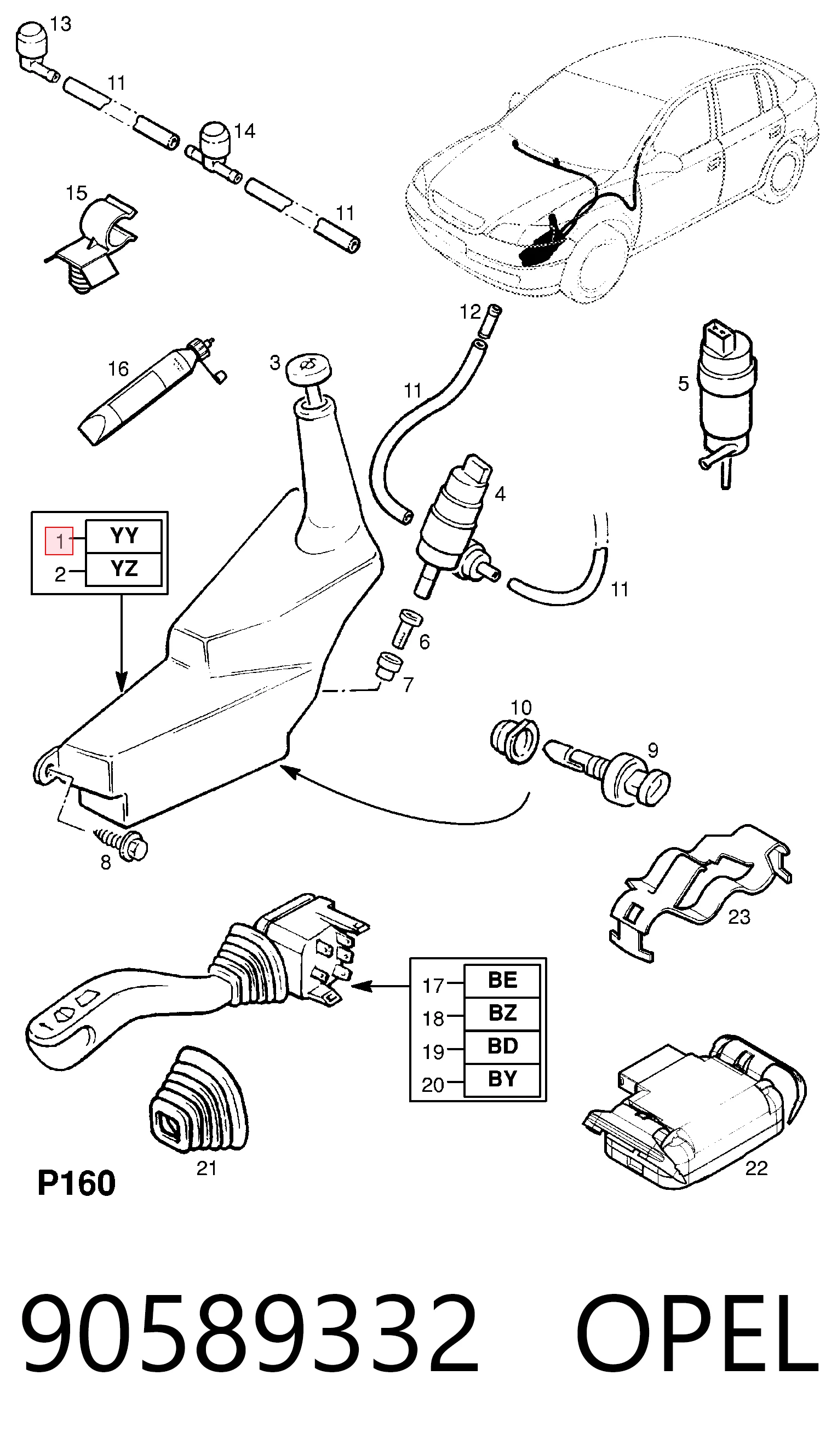 Opel Astra  (1998 - 2009) Cam yıkama su deposu fiyatı