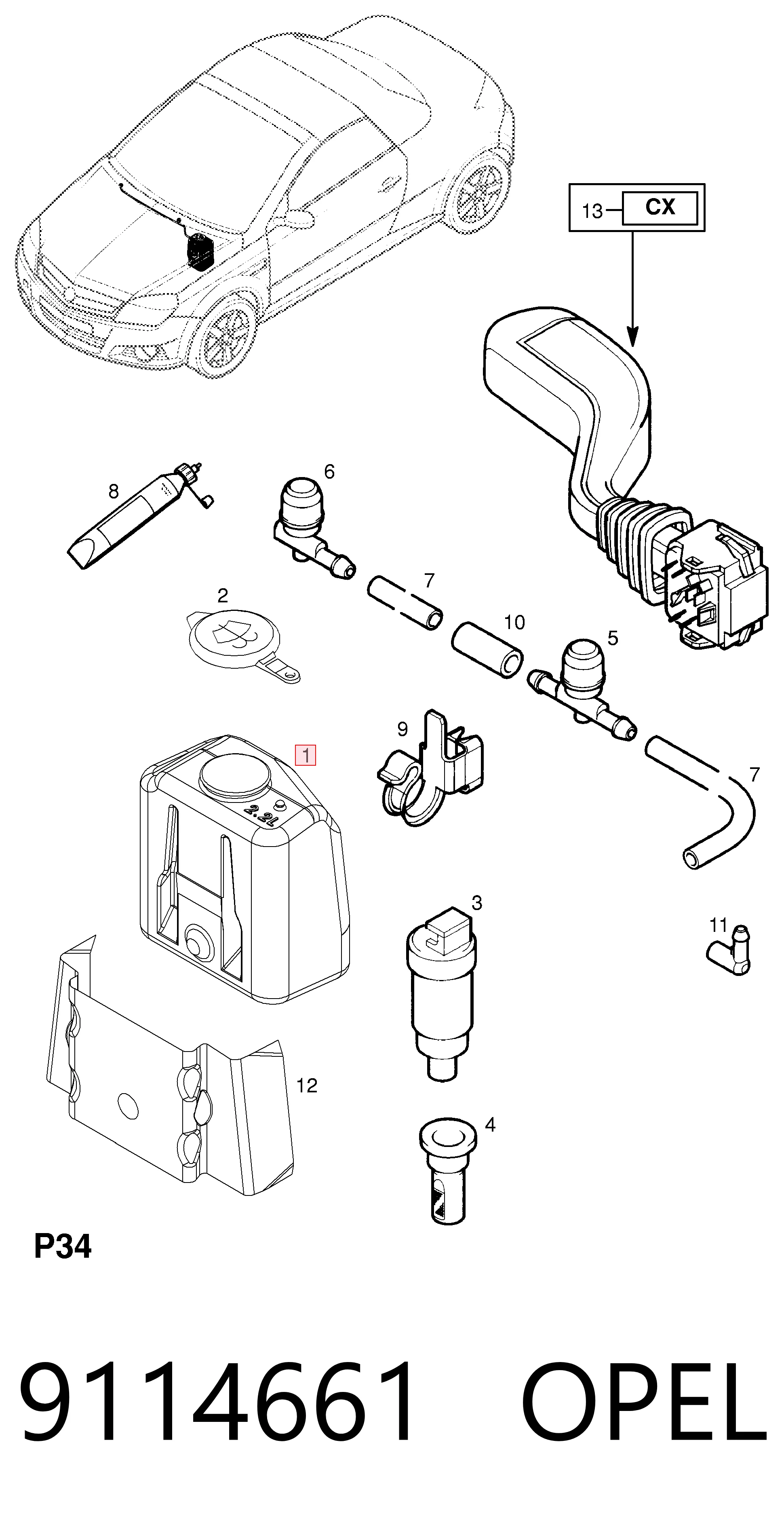 Opel Corsa  (2000 - 2006) Cam yıkama su deposu çıkma