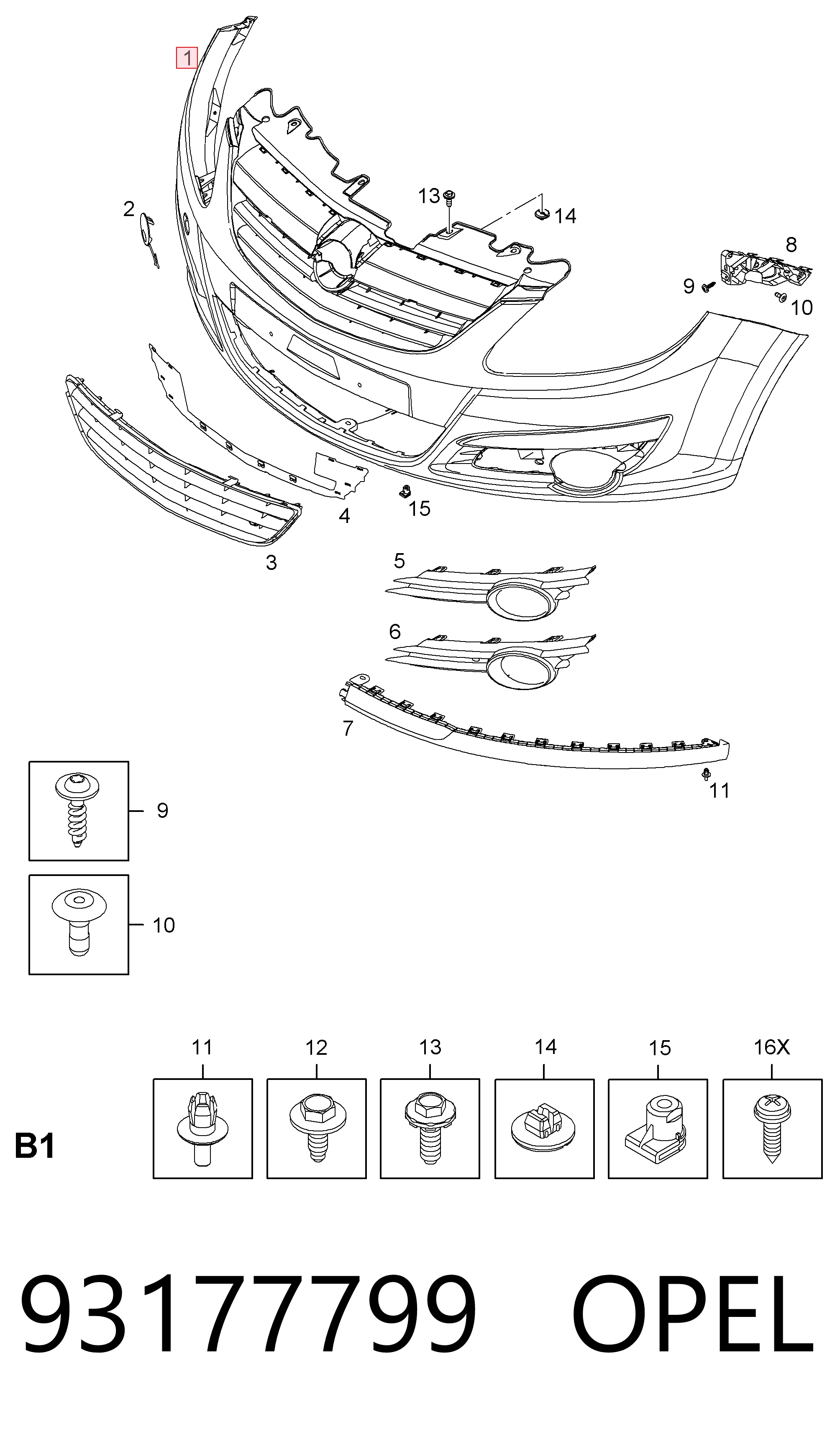 Corsa D minivan (S07) (2006 - 2015) Araba tampon
