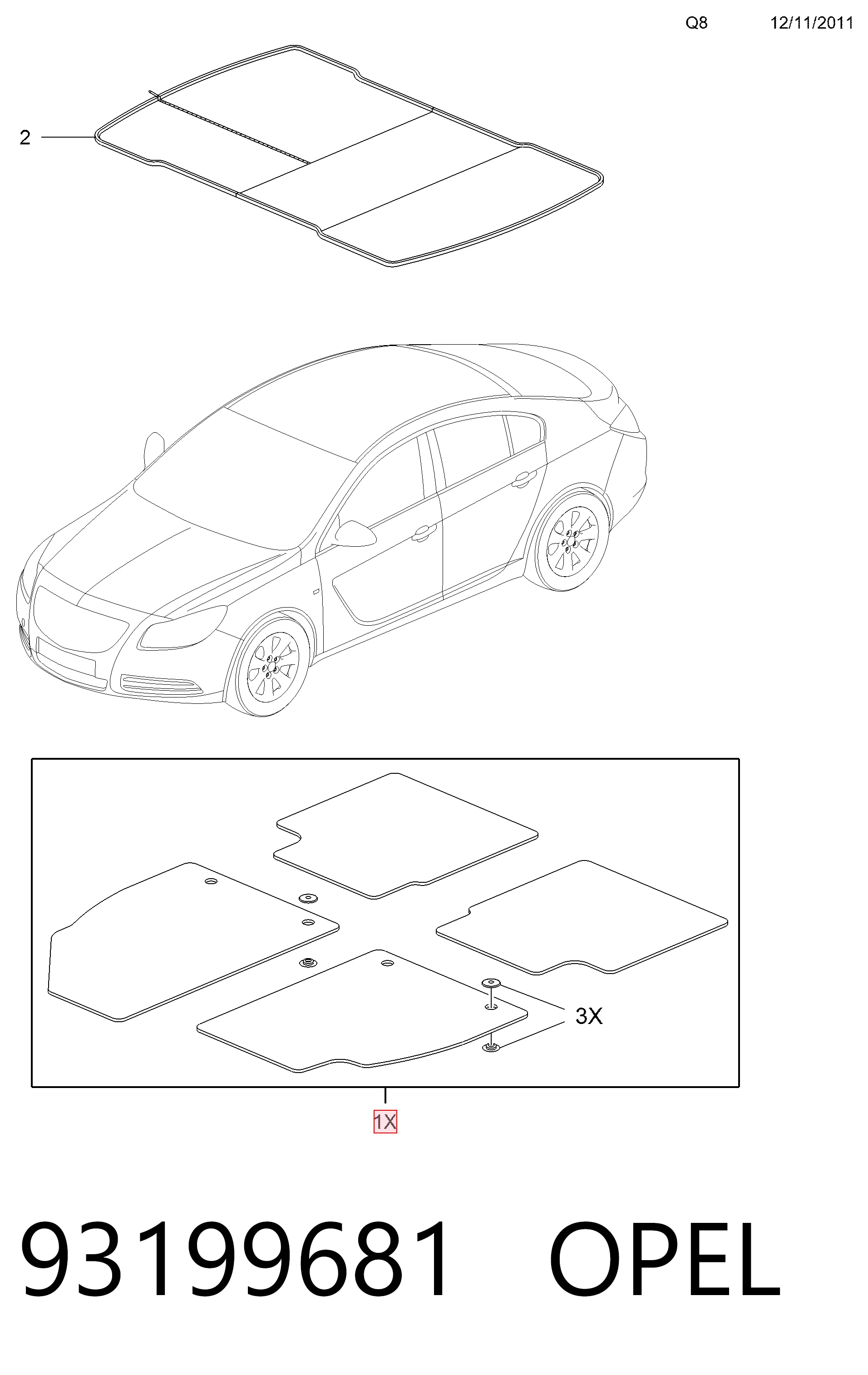 Opel Insignia  (2008 - 2017) Ön ve arka paspaslar, takım fiyatı