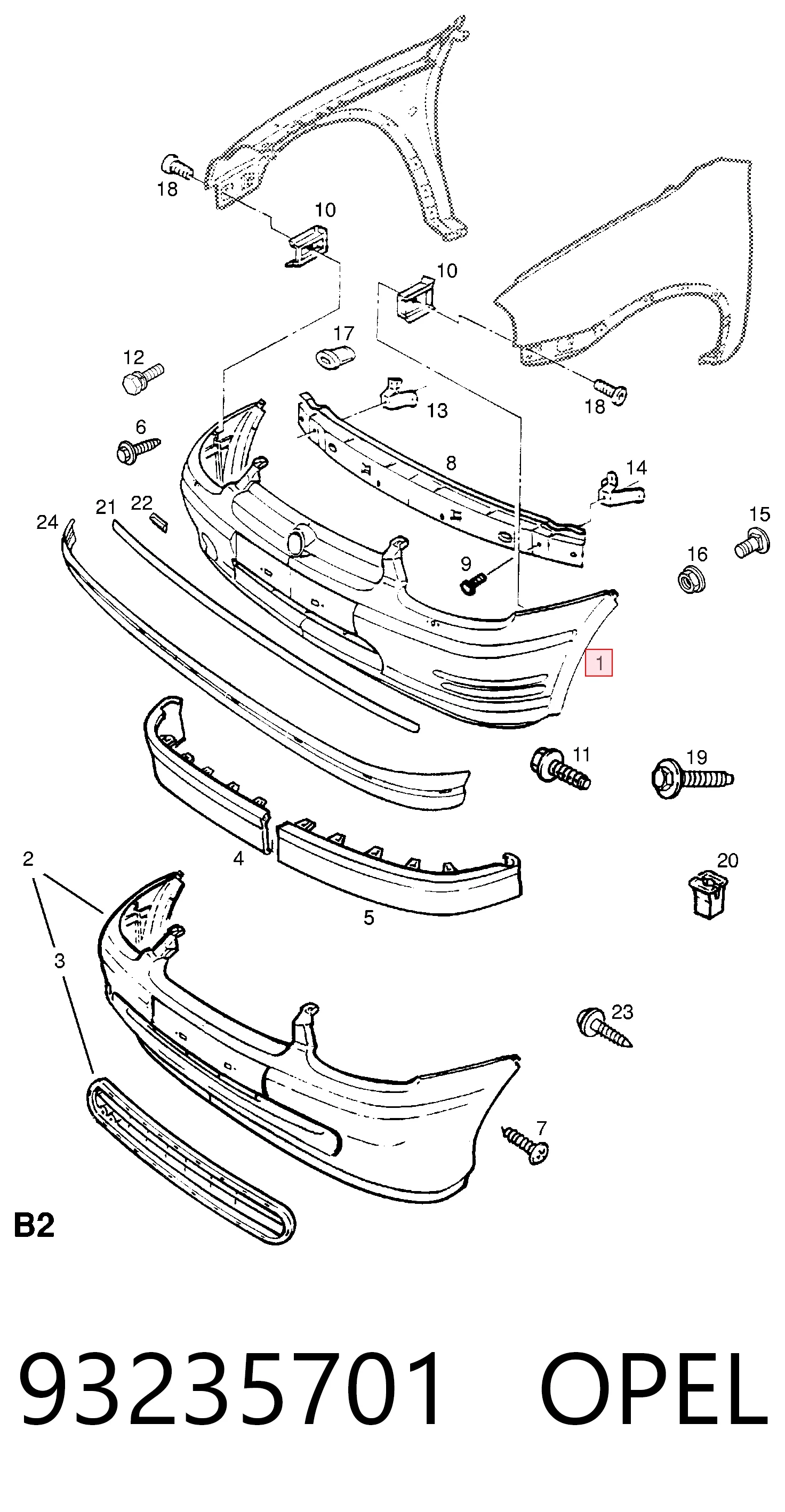 Opel Corsa  (1993 - 2009) Ön tampon fiyatları