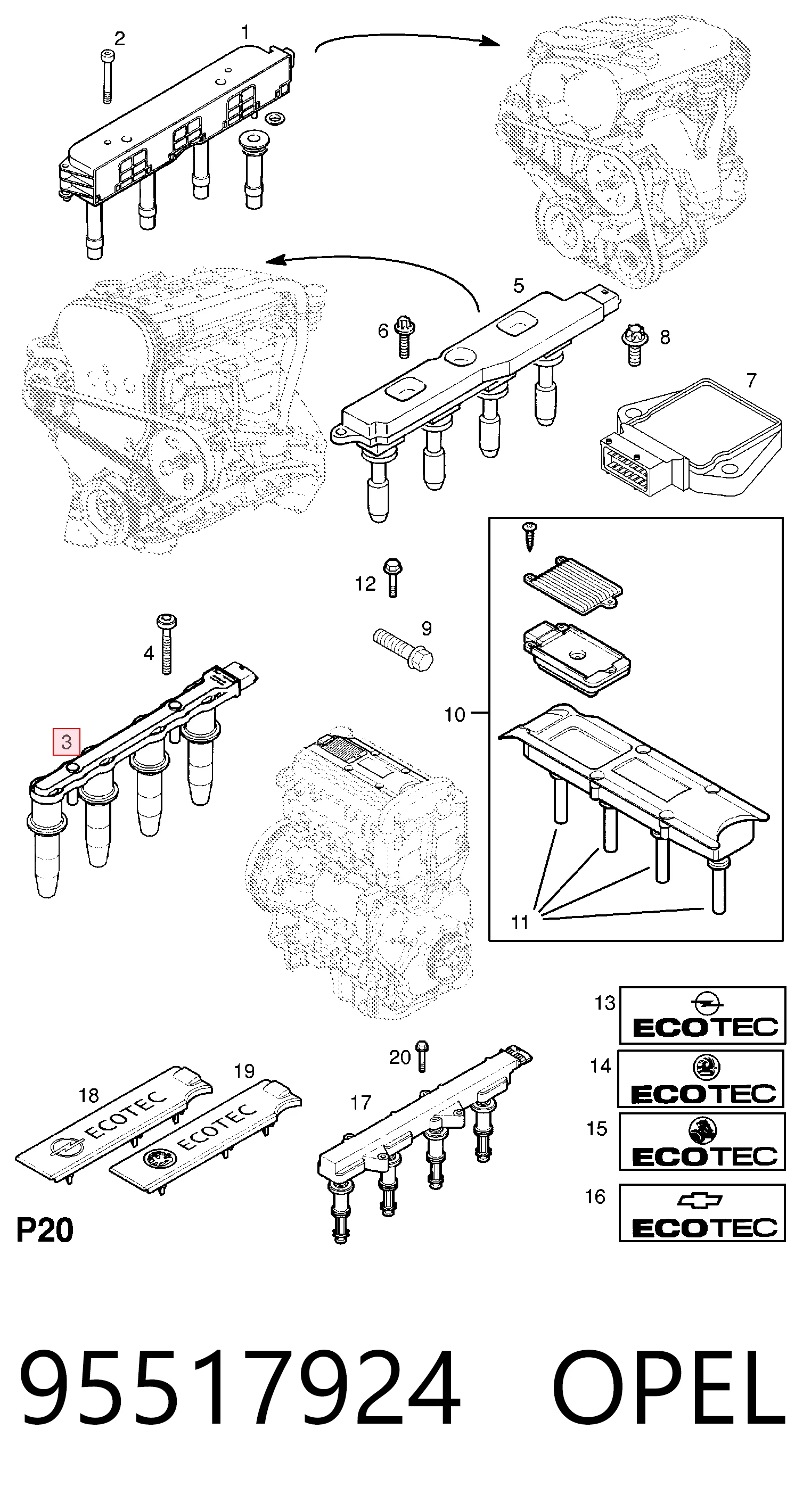 Astra H station wagon (L35) (2004 - 2014) Ateşleme bobini