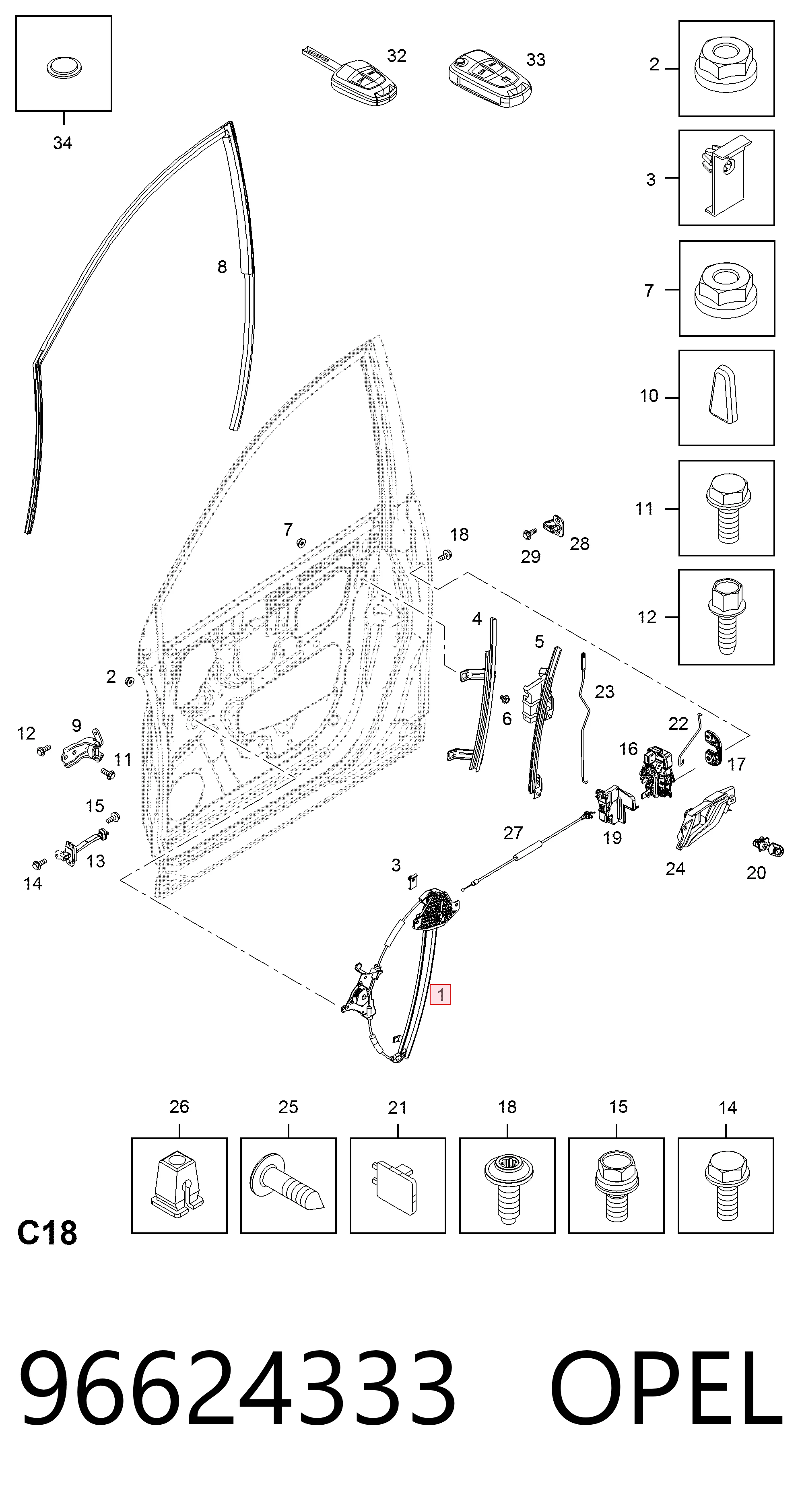 Chevrolet Captiva I Sağ Ön cam krikosu