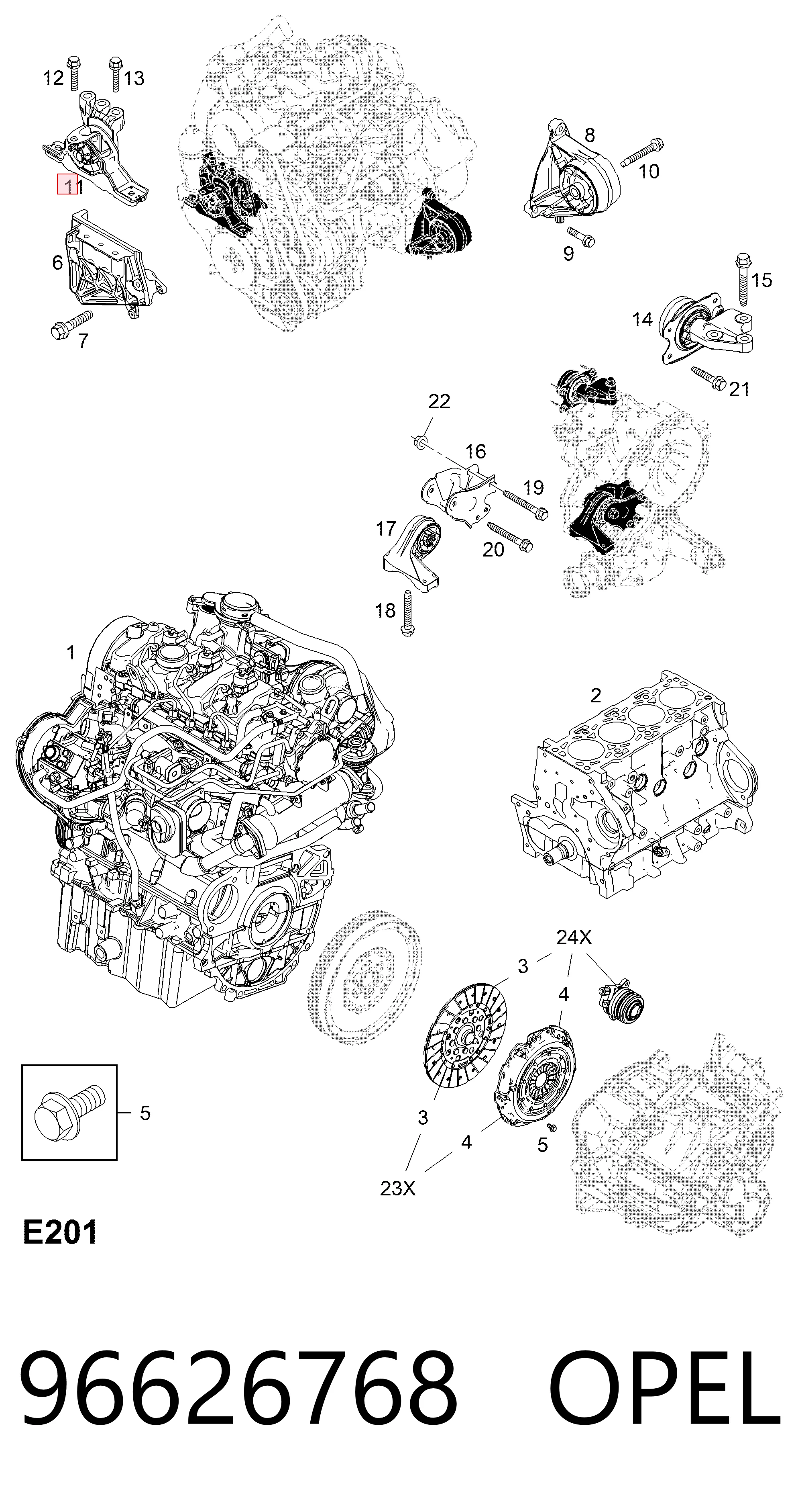 Captiva I off-road vehicle (C100) (2006 - 2010) Sağ Motor Kulağı