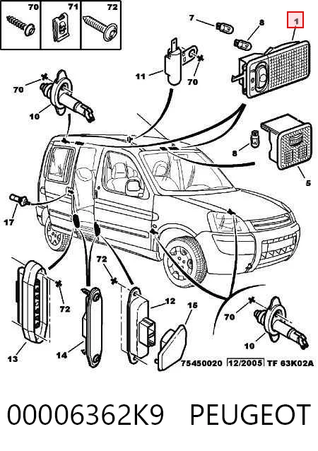 Citroen Berlingo  (1996 - 2008) Kabin içi aydınlatma lambası 