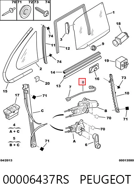 Peugeot 206  Sağ Ön cam krikosu