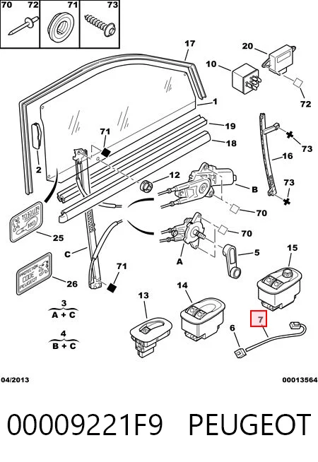 Peugeot 206  (1998 - 2008) Ön sağ kapı cam kriko mekanizması satın al