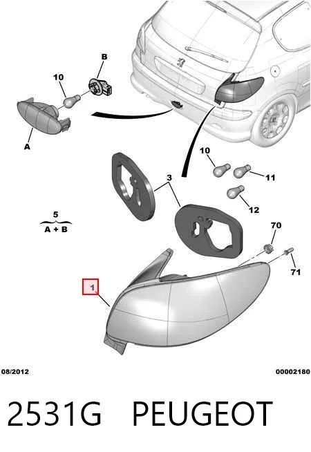 Peugeot 206  Sol stop lambası