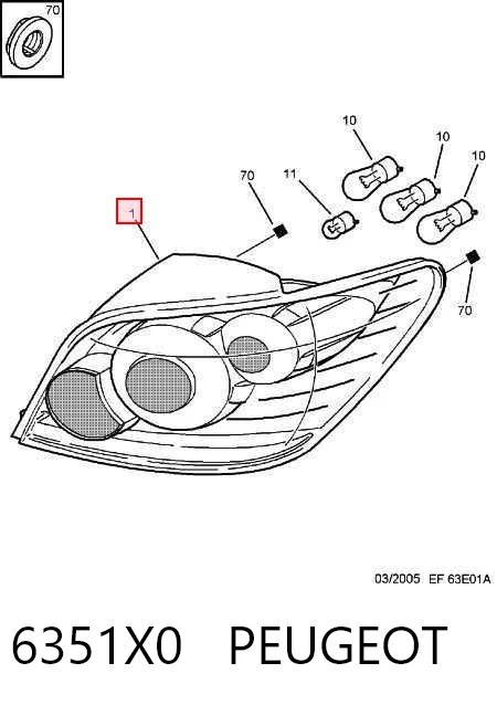 307 hatchback (3A, 3C) (2000 - 2012) Sağ stop lambası