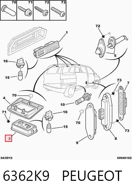 Peugeot 206  (1998 - 2008) Kabin içi aydınlatma lambası fiyatları