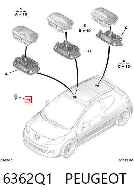 207 hatchback (WA, WC) (2006 - 2015) İç Aydınlatma Lambası