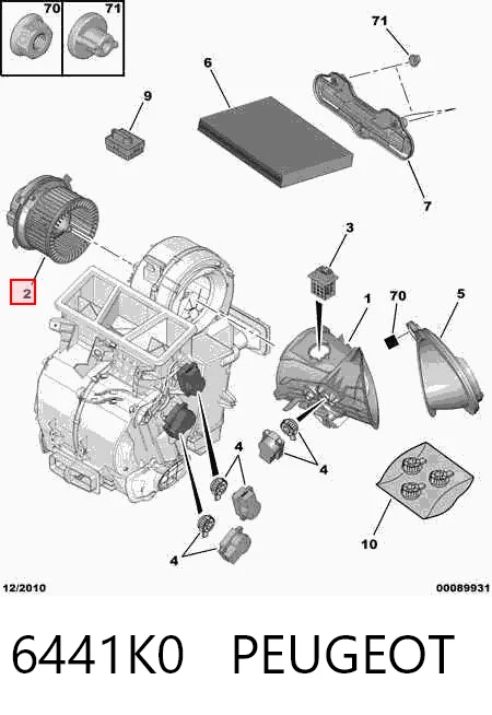 206 hatchback (2A/C) (1998 - 2008) Kalorifer fan motoru
