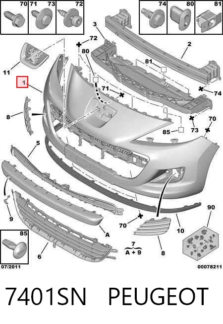 207 hatchback (WA, WC) (2006 - 2015) Araba tampon