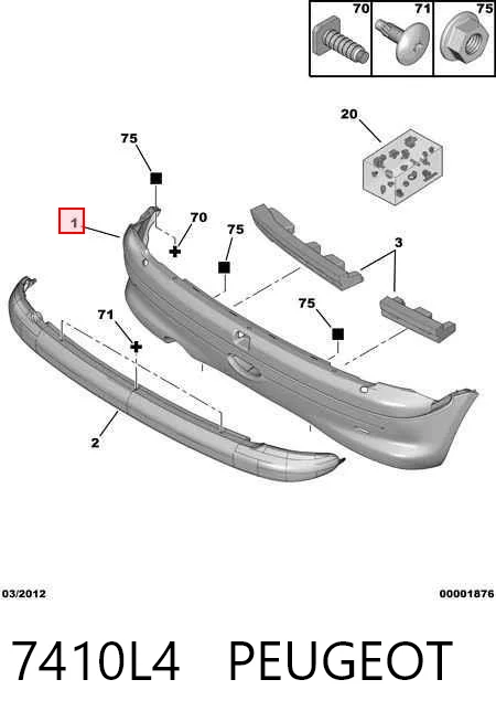 206 hatchback (2A/C) (1998 - 2008) Arka tampon