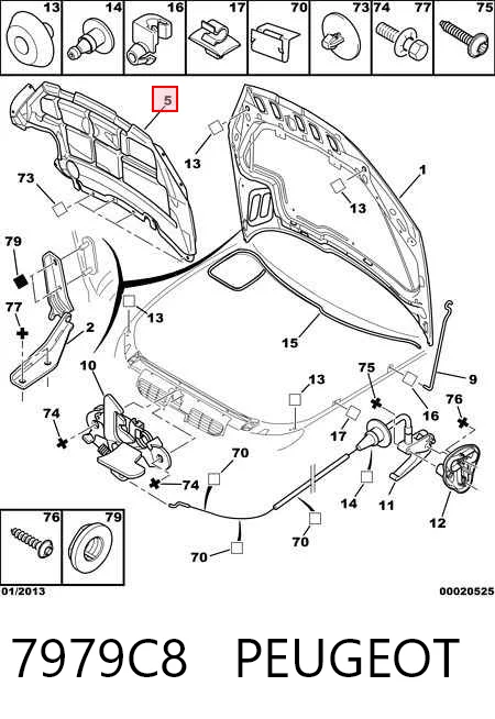 Peugeot 206  Kaput keçesi orijinal