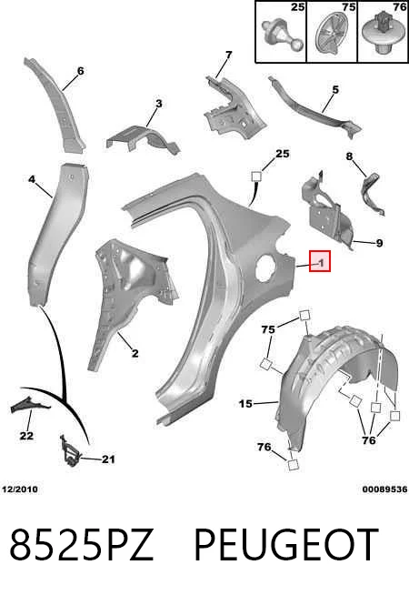 Peugeot 207  Sol arka çamurluk