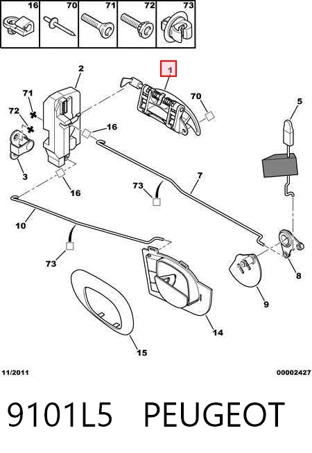 Peugeot 206  Arka sol dış kapı kolu