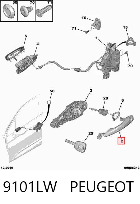 Peugeot 301  Ön sağ dış kapı kolu
