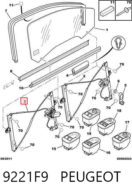 Peugeot 206  Sağ Ön cam krikosu