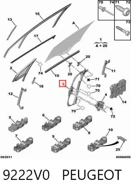 Citroen C4 GRAND PICASSO I Sağ Ön cam krikosu