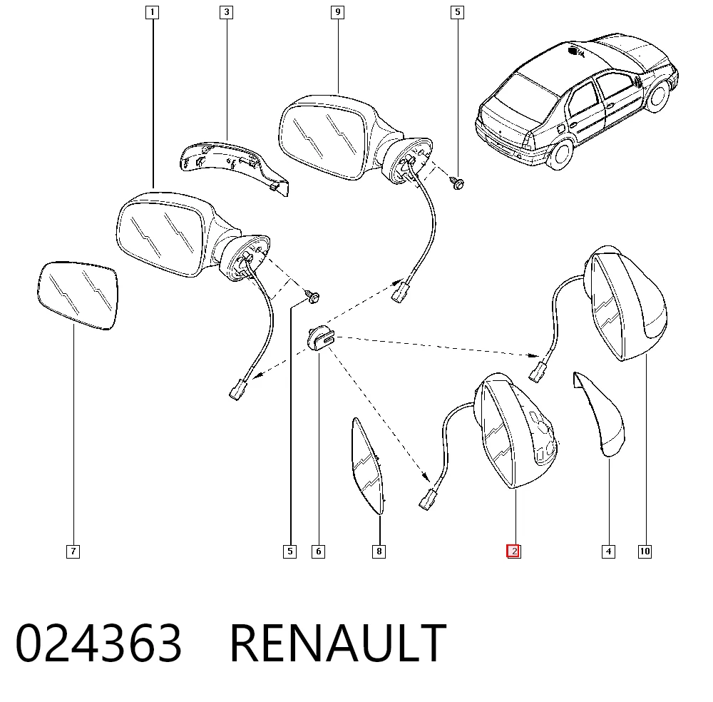 Duster off-road vehicle (HS) (2010 - 2018) Sağ ayna