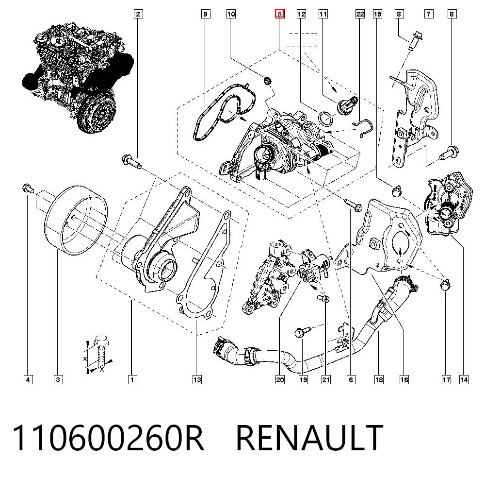Renault Clio V Termostat gövdesi sıfır
