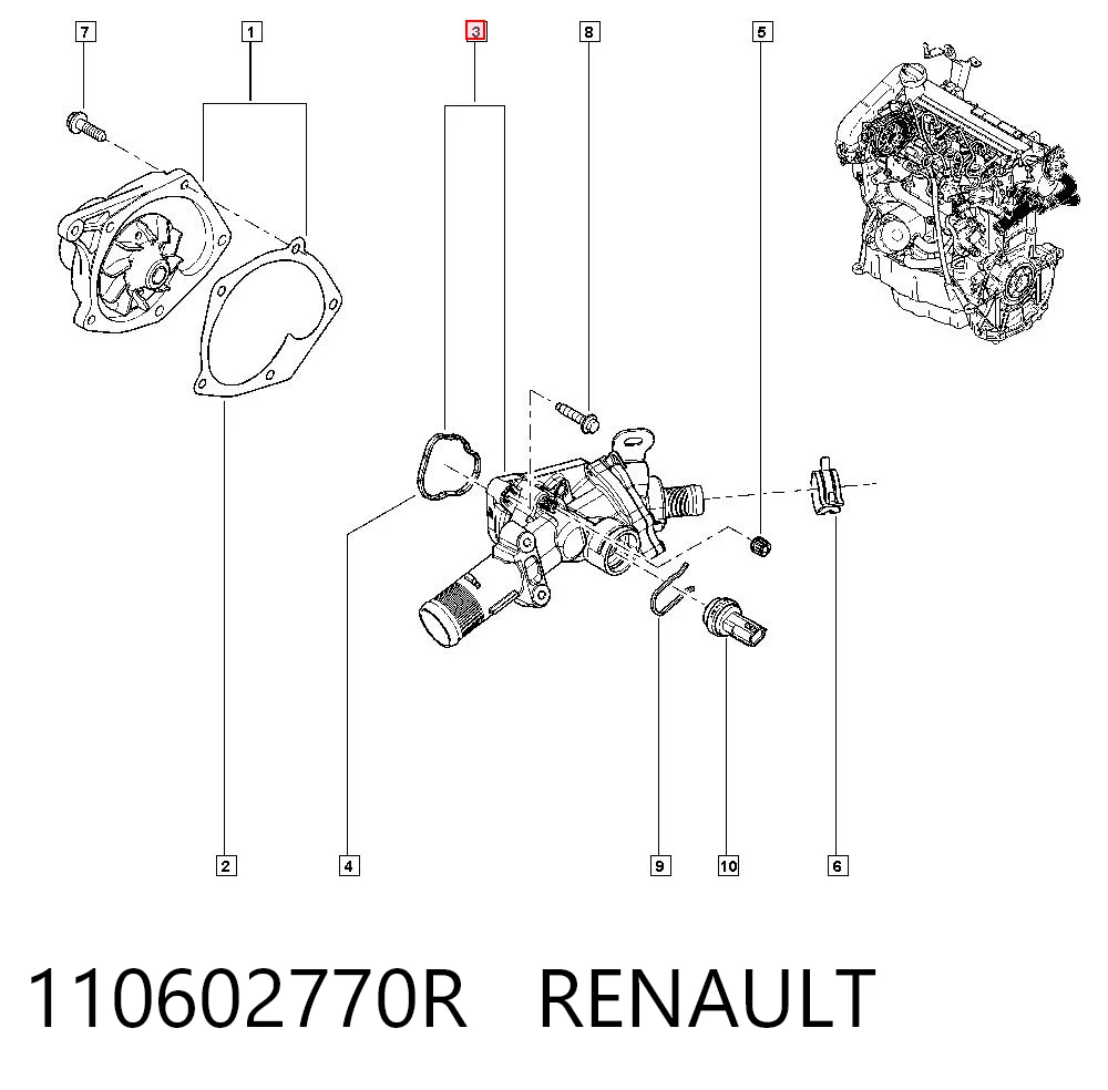 Renault Megane IV Termostat yuvası