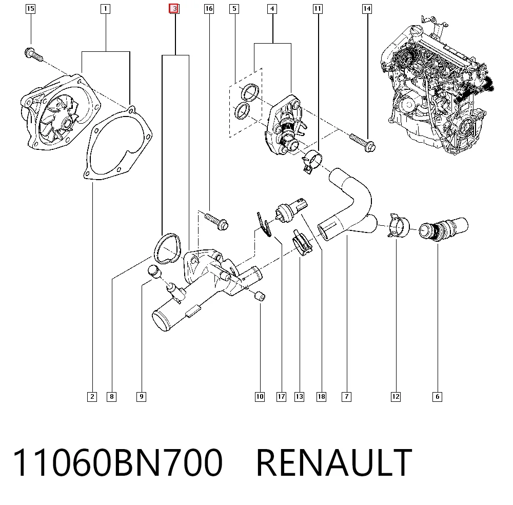 Renault Clio SYMBOL Termostat yuvası