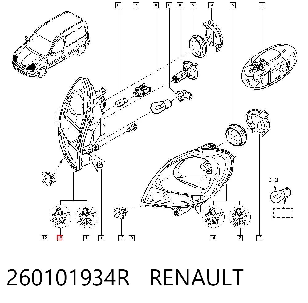 Renault Kangoo I Sağ ön far Türkiye fiyatı