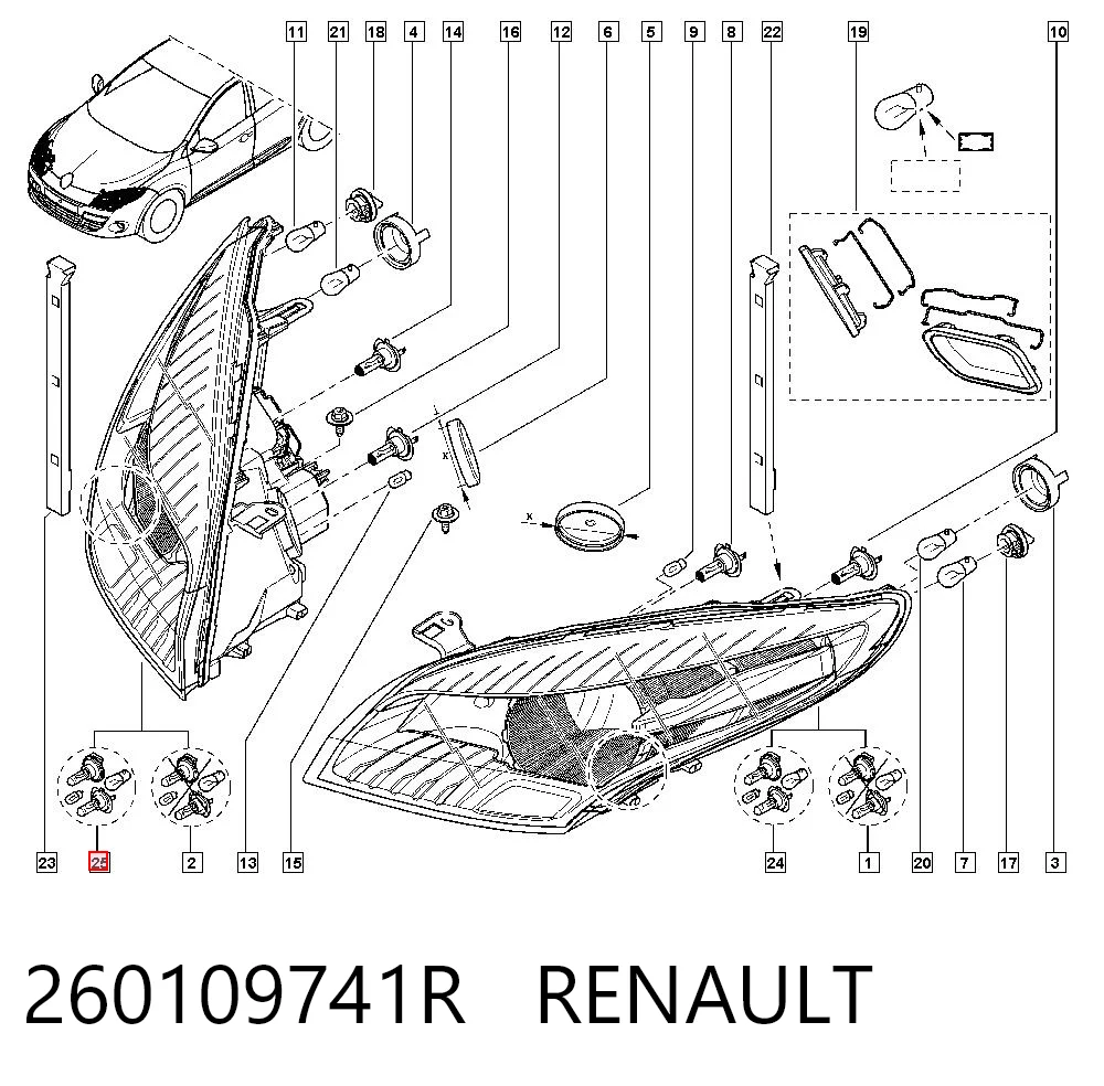 Renault Megane III Sağ far orijinal