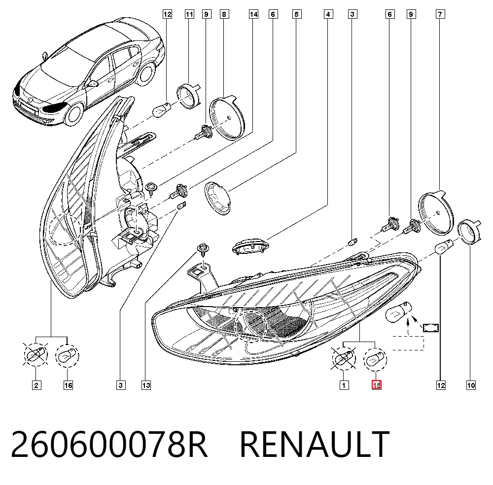Renault Fluence  Sol ön far Türkiye fiyatı
