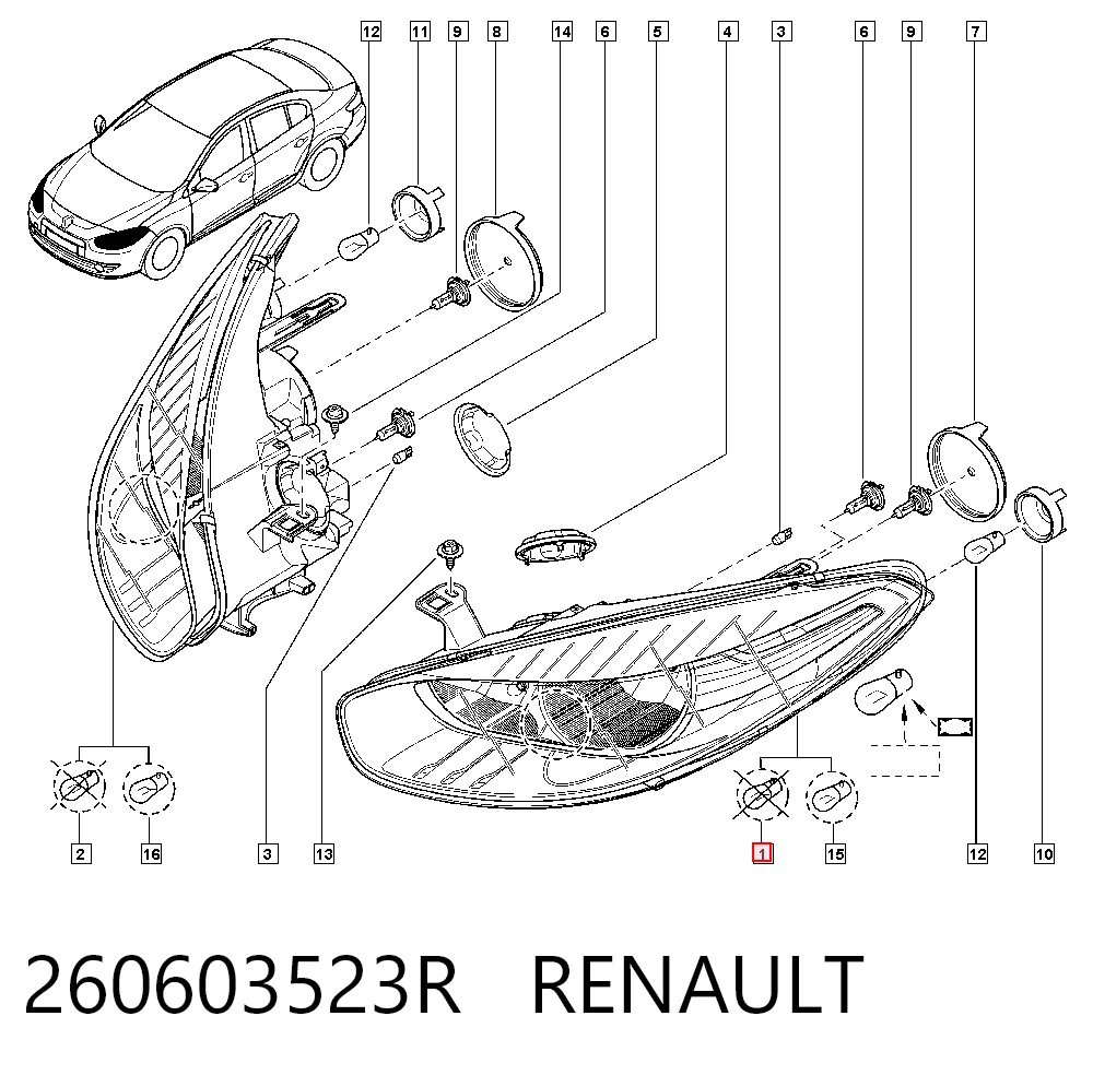 Renault Fluence  Sol ön far Türkiye fiyatı