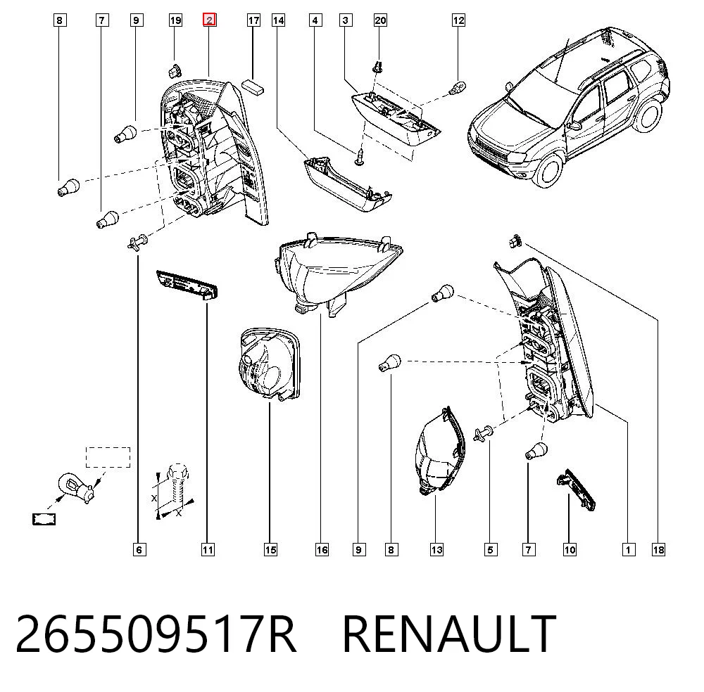 Dacia Duster  (2010 - 2018) Sağ arka stop lambası 