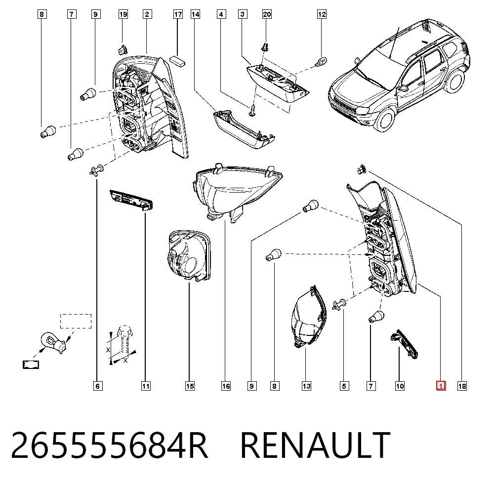 Dacia Duster  (2010 - 2018) Sol arka stop lambası 