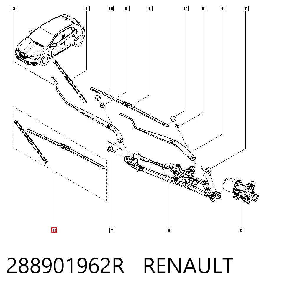 Megane IV station wagon (K9A, K9M, K9N) (2016 - 2026) Silecek Süpürgesi