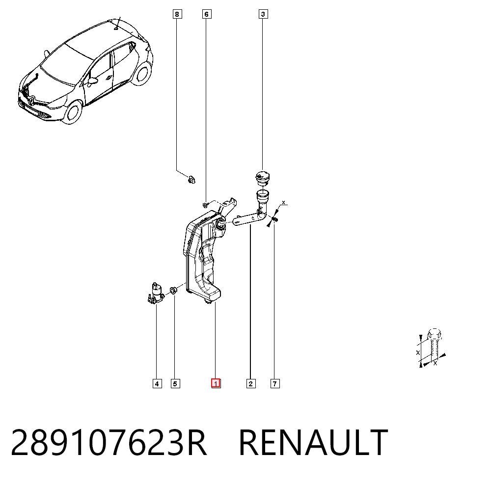 Renault Clio IV (2012 - 2021) Cam yıkama su deposu 
