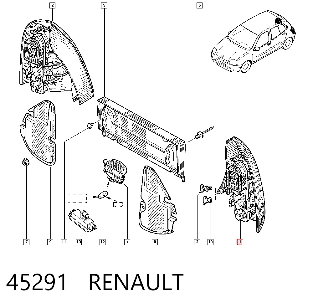Renault Clio II Sol arka stop orijinal