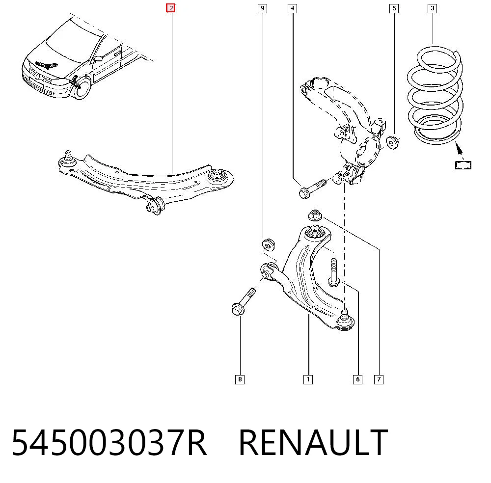 Megane II sedan (LM0, LM1) (2003 - 2012) Sağ alt salıncak