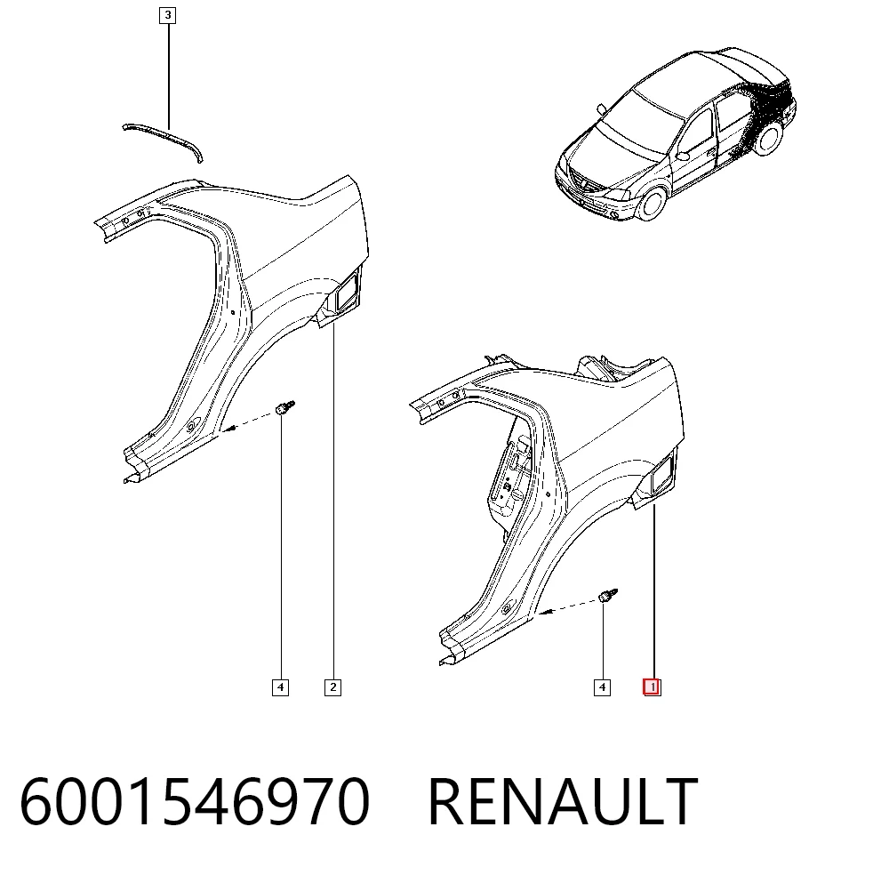 Logan I sedan (LS) (2004 - 2012) Sol arka çamurluk