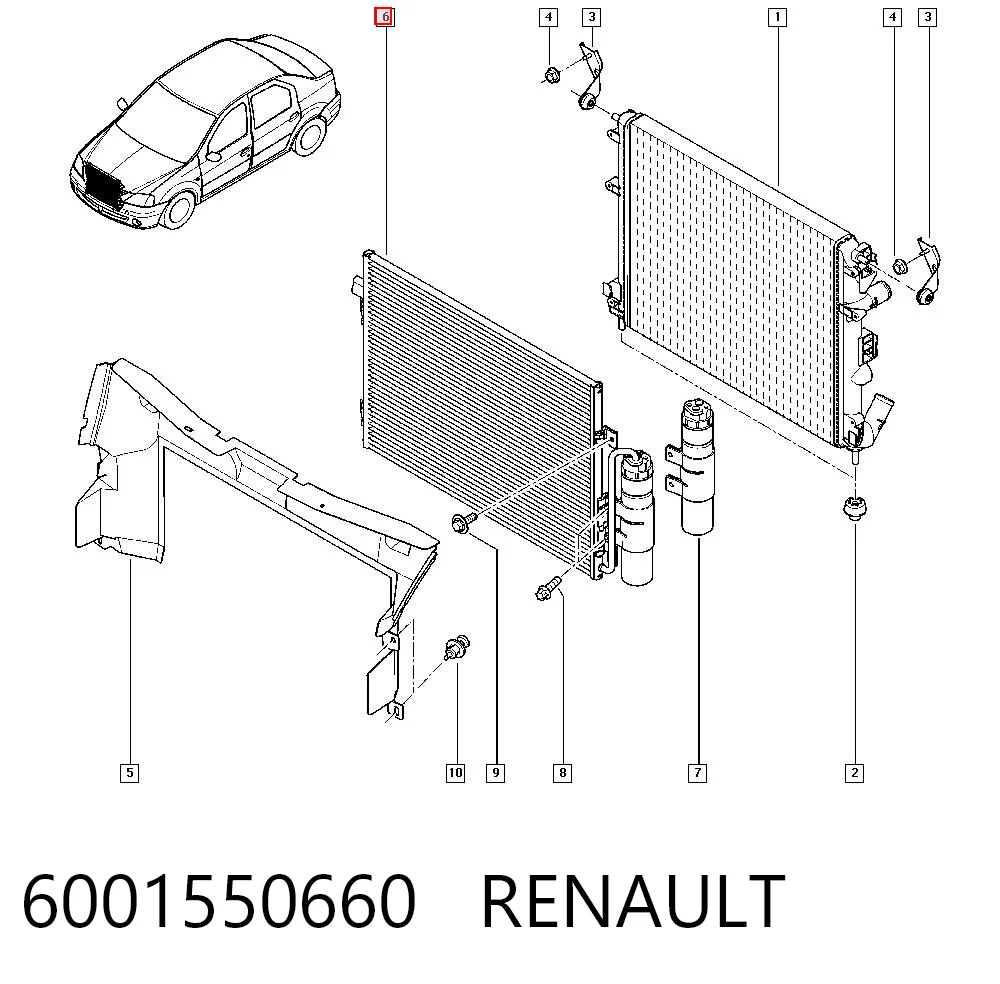 Clio SYMBOL sedan (LB0, LB1, LB2) (1998 - 2008) Klima kondenseri