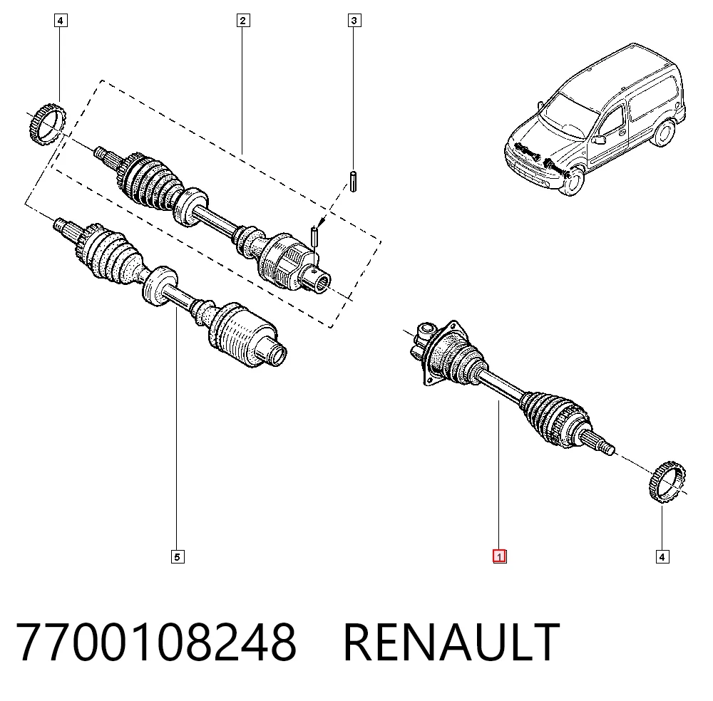 Kangoo I minivan (KC0, KC1) (1998 - 2008) Sol aks