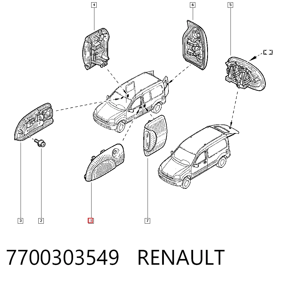 Kangoo I minivan (KC0, KC1) (1998 - 2008) Ön sol dış kapı kolu
