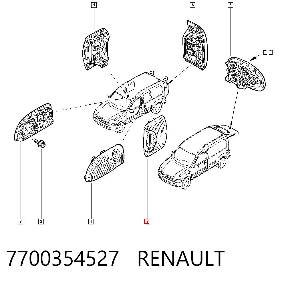 Renault Kangoo I Arka sol dış kapı kolu