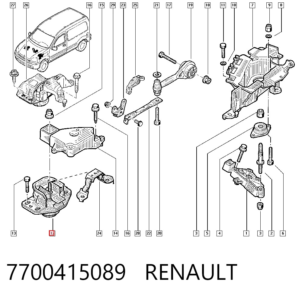 Kangoo I Ön motor kulağı