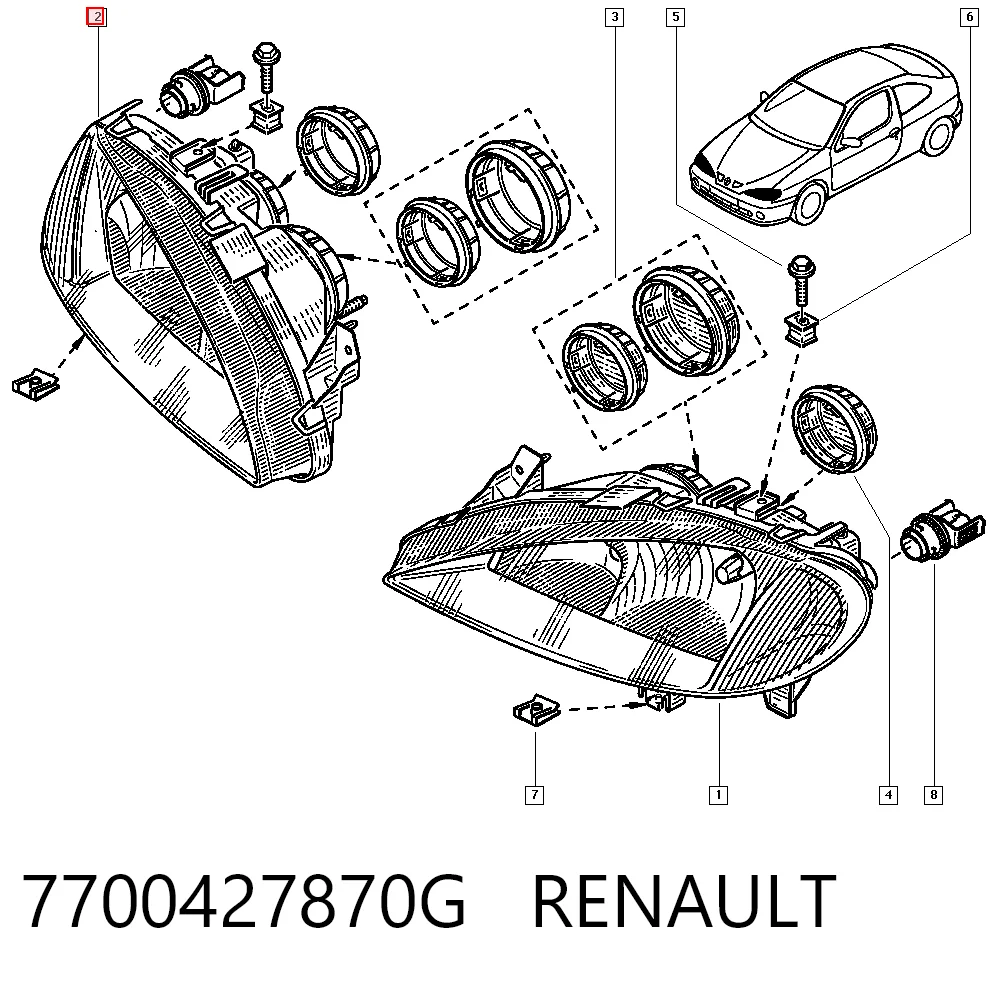 Renault Megane I Sağ far orijinal