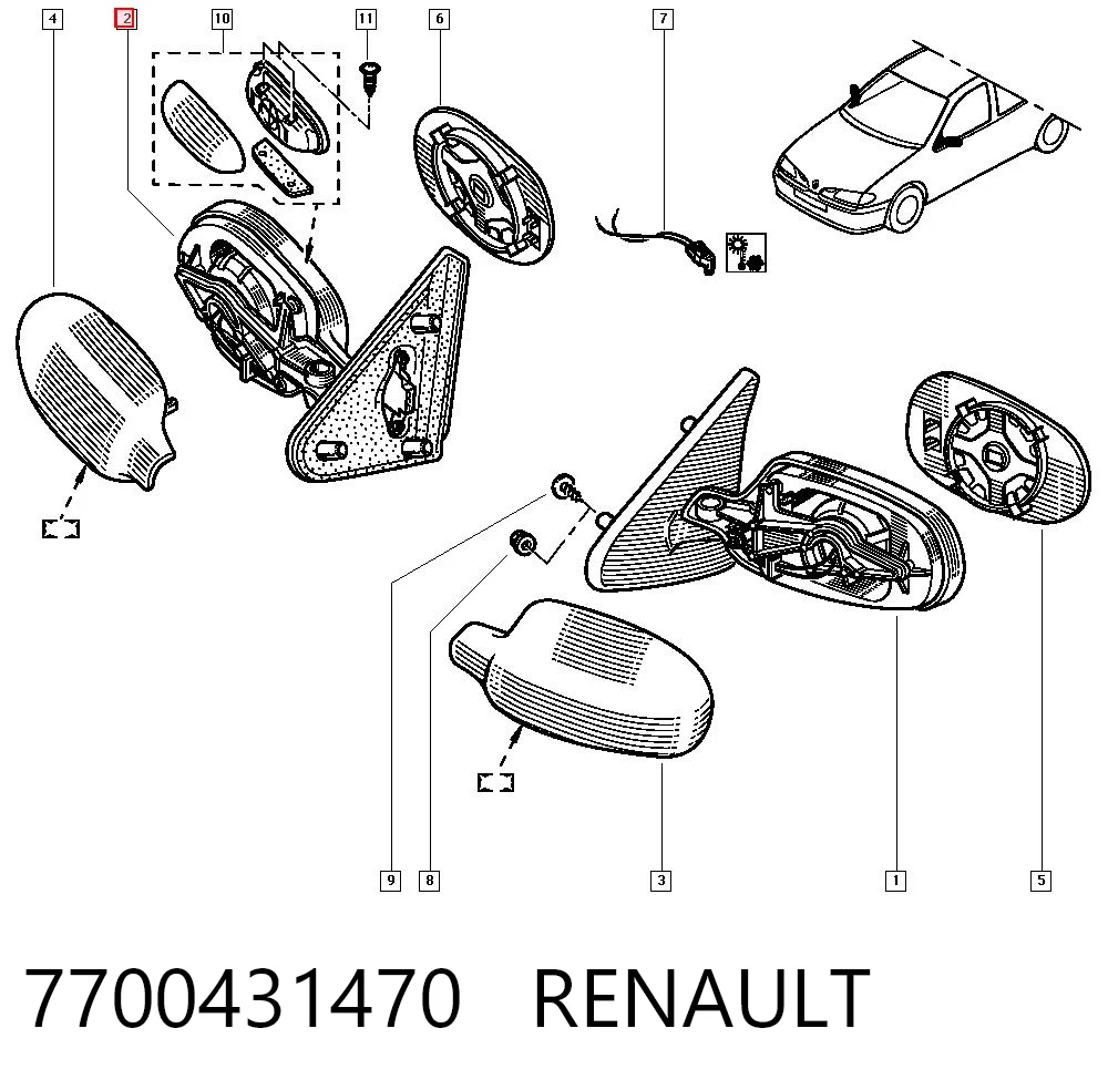 Megane I sedan (LA0, LA1) (1996 - 2003) Sağ ayna